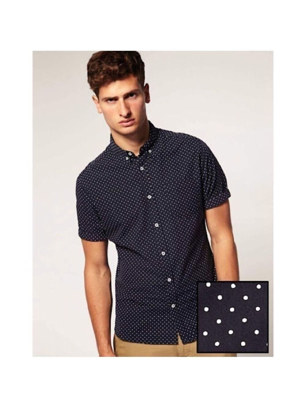 Men’s Nautica Polka Dots Blue Short Sleeve Shirt S